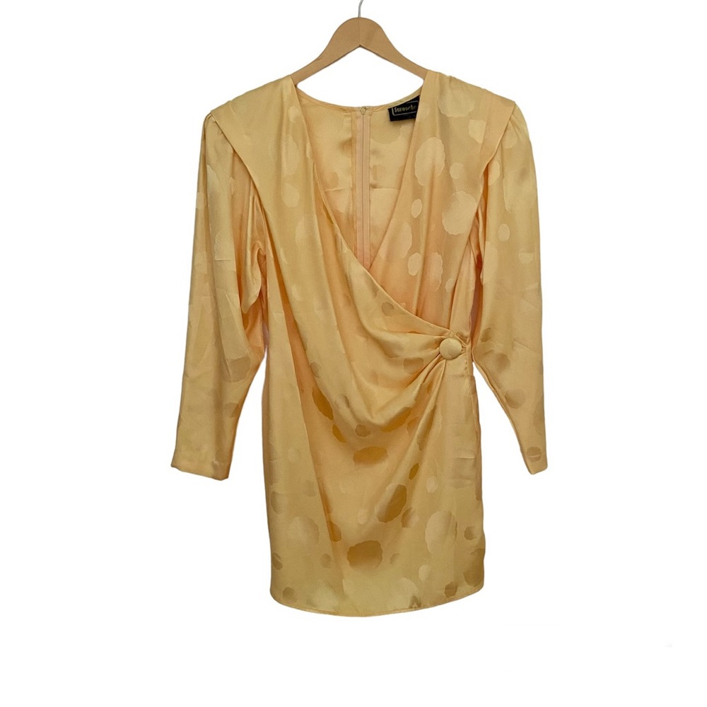 Vintage 80s 90s Yellow Party Mini Dress